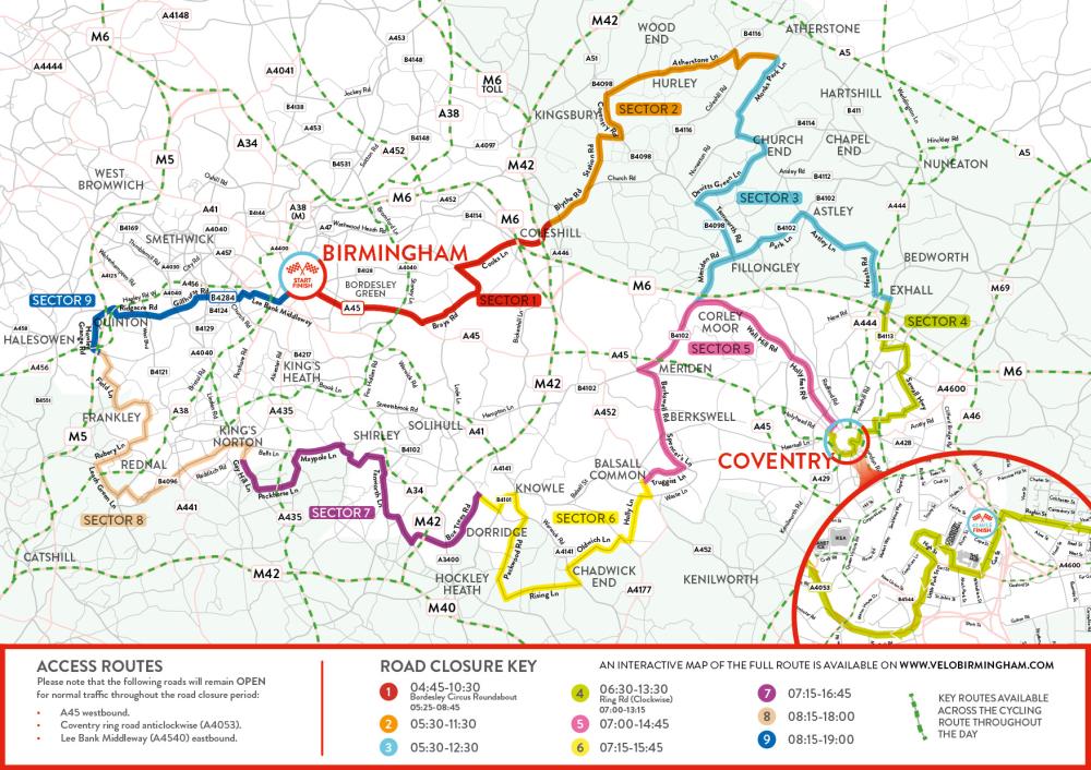 Zamknięcie dróg w Birmingham. 12 maja 17000 rowerzystów przejedzie ulicami miasta