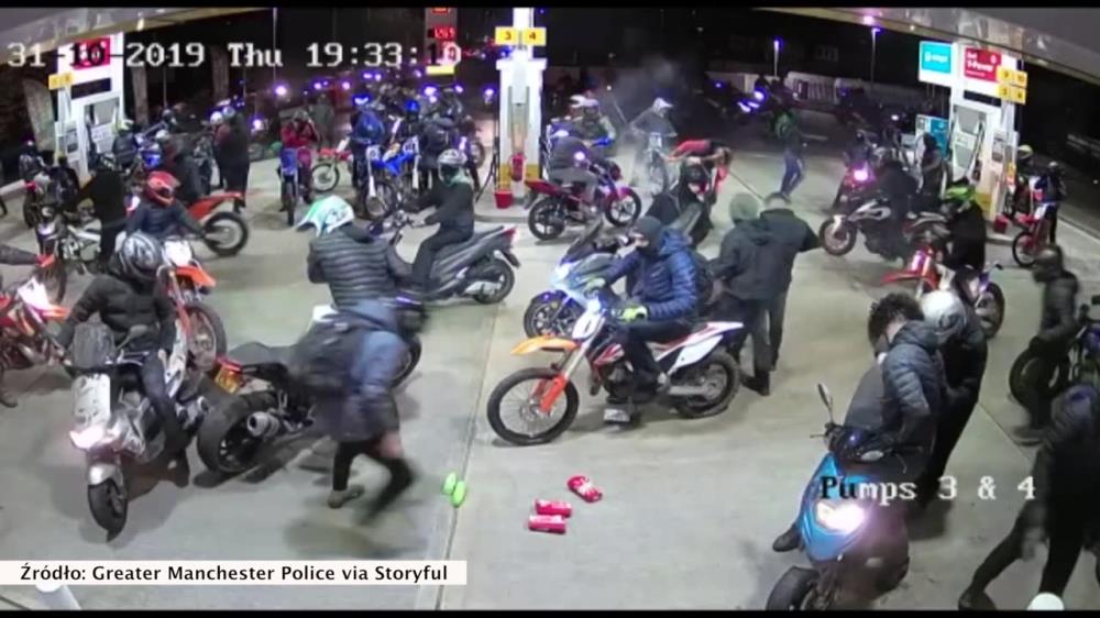 Grupa 60 motocyklistów zdewastowała stację benzynową. Policja szuka winnych