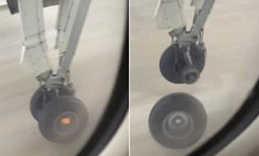 Awaryjne lądowanie samolotu. Koło zaczęło płonąć podczas startu a następnie odpadło