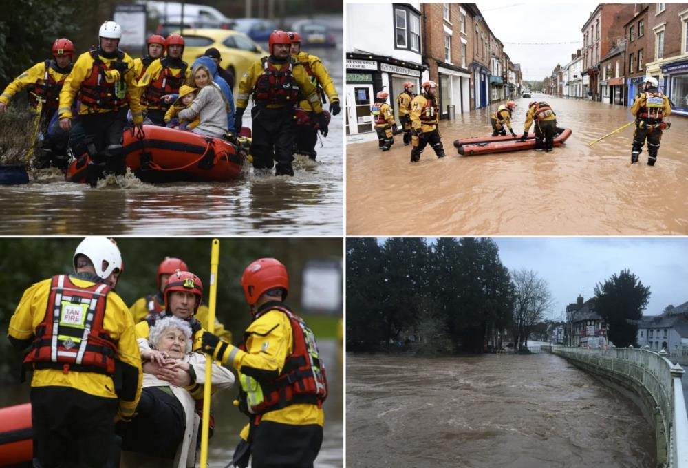 Storm Dennis: Ewakuacja mieszkańców, powodzie, odwołane setki lotów i pociągów