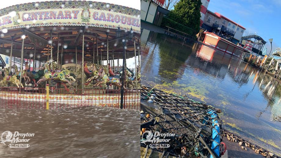 Park rozrywki Drayton Manor zamknięty z powodu powodzi