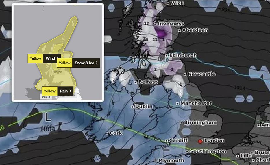 PILNE: Met Office ostrzega przed deszczem, śniegiem i wiatrem w Wielkiej Brytanii