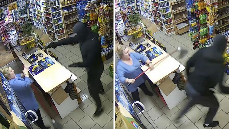 Napadł na sklep z bronią, ale przegrał walkę z mopem i Panią Zosią. Nagranie stało się hitem brytyjskich mediów