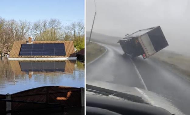 Sztorm Jorge: Wiatr wywrócił ciężarówkę, wiele miast pod wodą