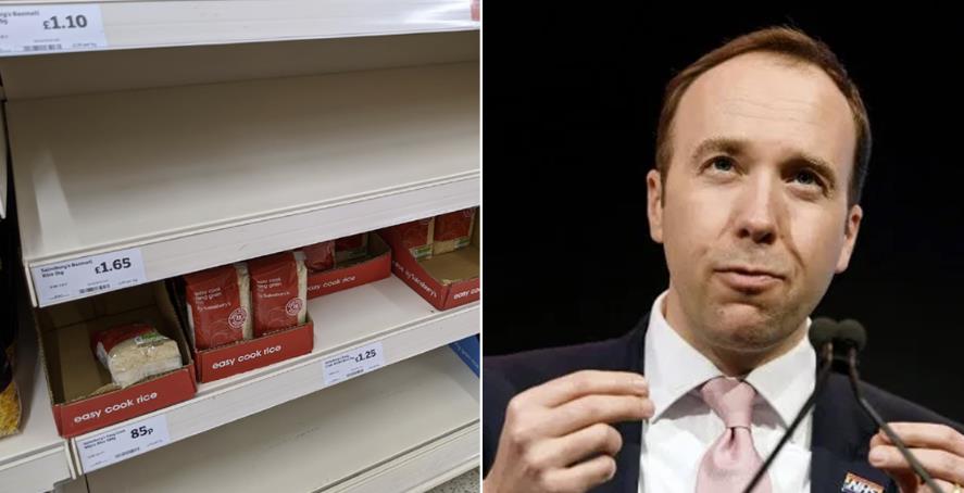 Minister zdrowia zapewnia, że w UK „nie zabraknie jedzenia” z powodu koronawirusa