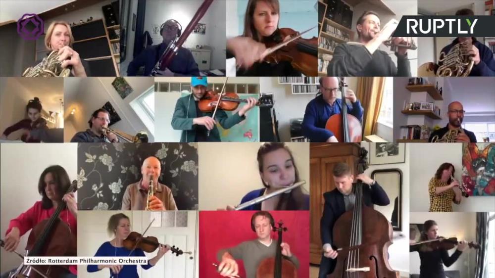 „Oda do radości” zagrana z domów. Orkiestra symfoniczna z Rotterdamu zdalnie wykonała hymn Unii Europejskiej