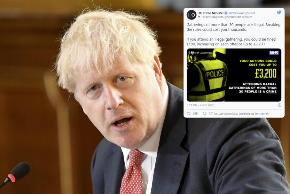 Boris Johnson złamał zasady dystansu społecznego podczas spotkania z 50 posłami