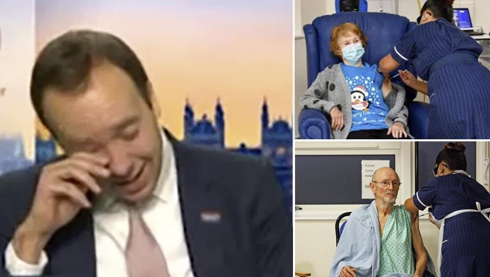 Matt Hancock rozpłakał się oglądając w programie  na żywo pierwsze szczepienia