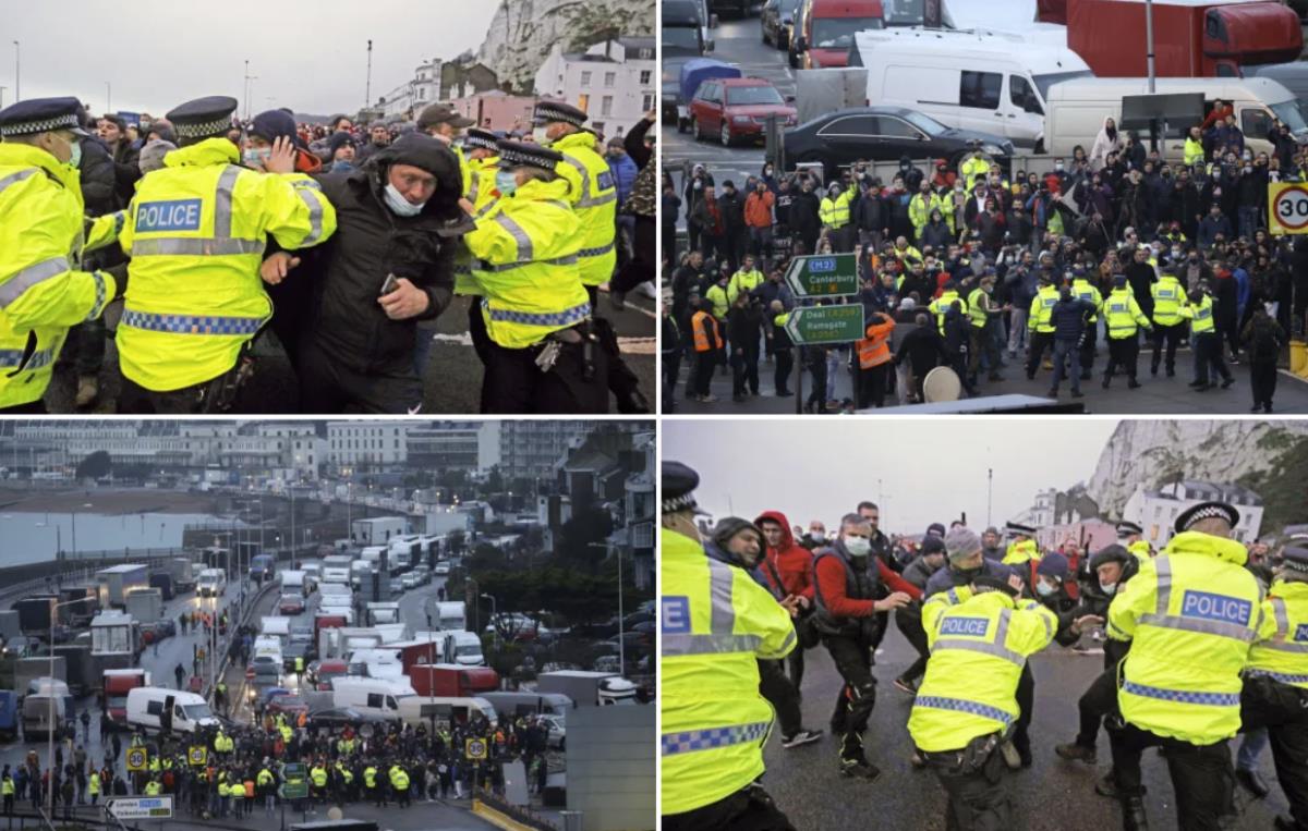 PILNE: W Dover wybuchły bójki kierowców ciężarówek z policją
