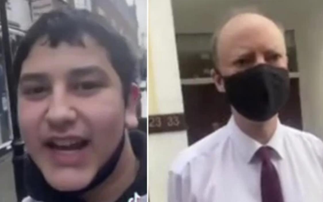 Nastolatek wierzący w teorie spiskowe nęka Chrisa Whitty'ego na ulicy i nazywa go „kłamcą”