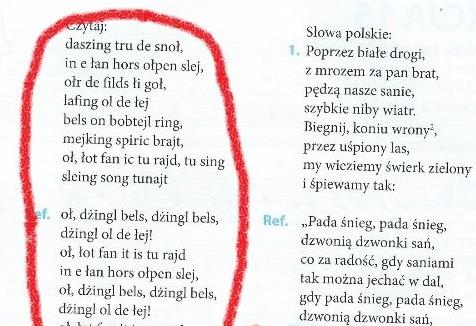 „Jingle bells” czyli „Dżingl bels” w Polskim podręczniku do muzyki