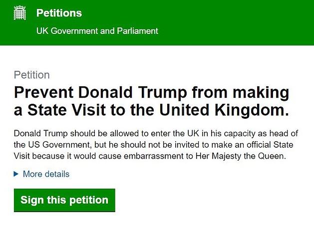 Ponad pół miliona Brytyjczyków domaga się odwołania wizyty Trumpa w Wielkiej Brytanii