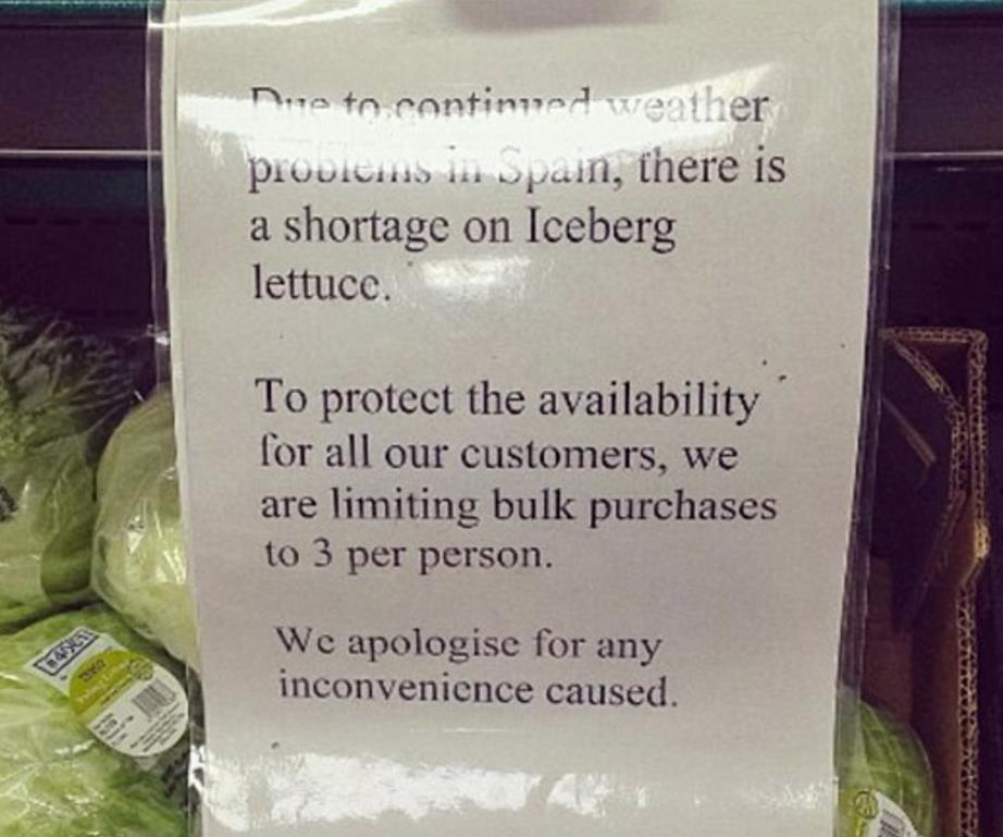 Trzy sałaty na jednego klienta – braki warzyw w supermarketach