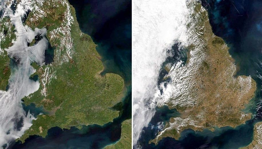 Upały zmieniły Wielką Brytanię nie do poznania. Widać to nawet z kosmosu