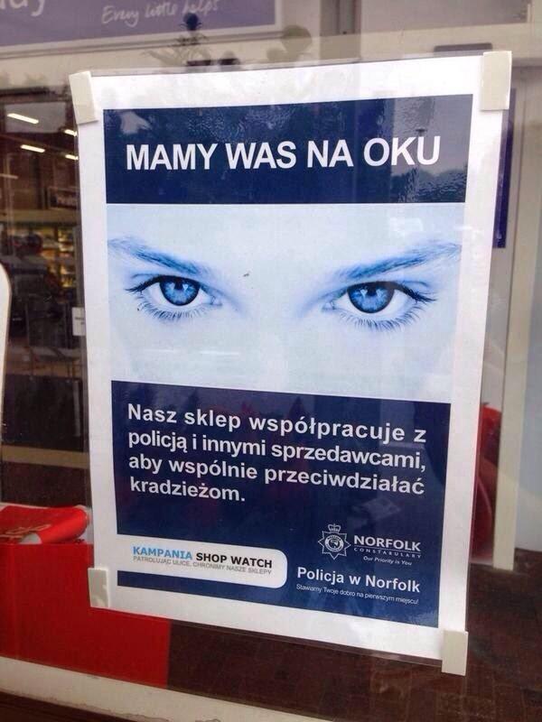 Tesco w Norfolk ostrzega złodziei po polsku