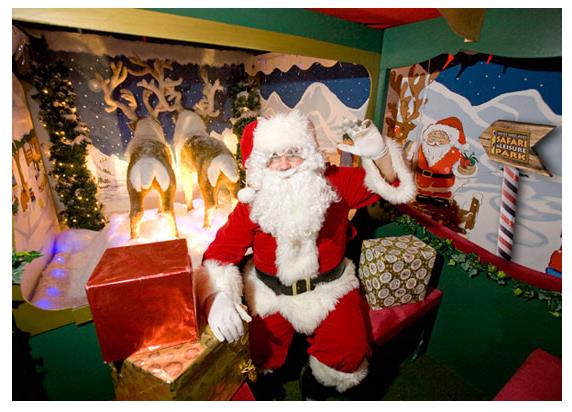 Św. Mikołaj sprawdzi czy  w Safari Park jest dużo śniegu